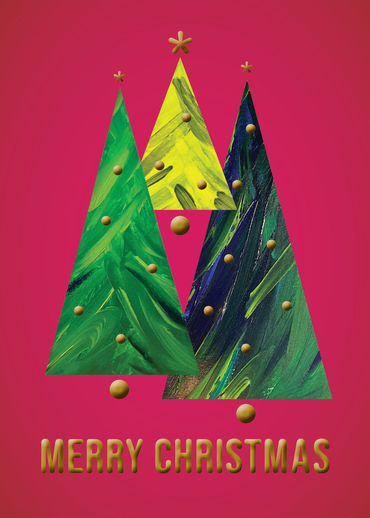 GeoChristmas - Painted Trees Greeting Card