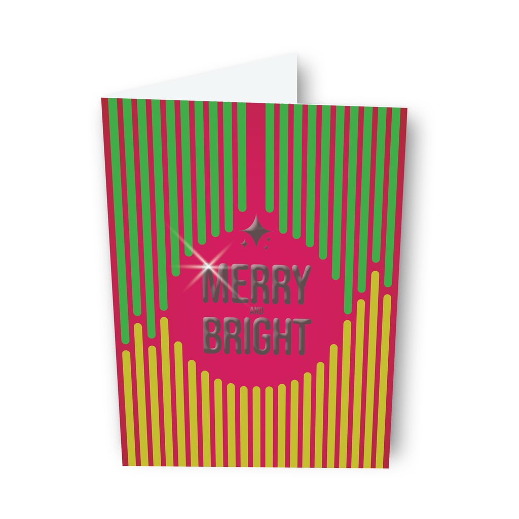 GeoChristmas - Merry & Bright Vertical Ornament Greeting Card