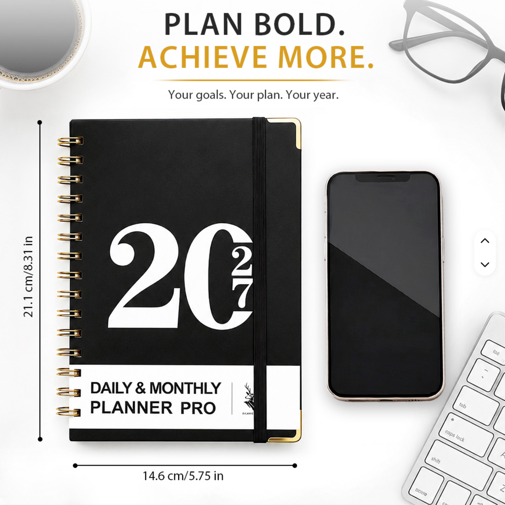 2027 Édition Collection - Weekly & Monthly & Yearly Spiral Planner with Notebook, Index Tabs and more!