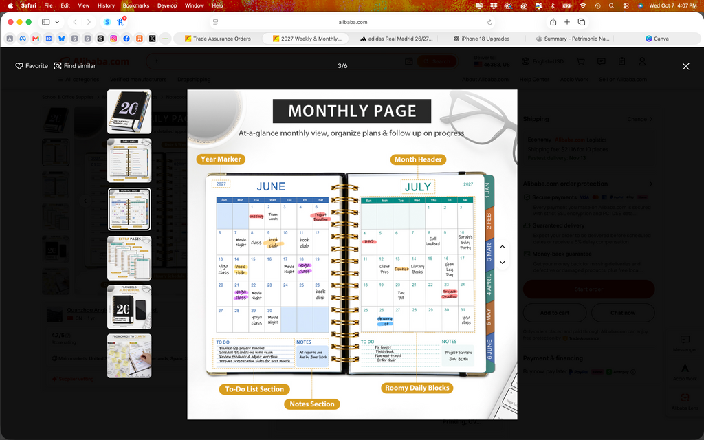 2027 Édition Collection - Weekly & Monthly & Yearly Spiral Planner with Notebook, Index Tabs and more!