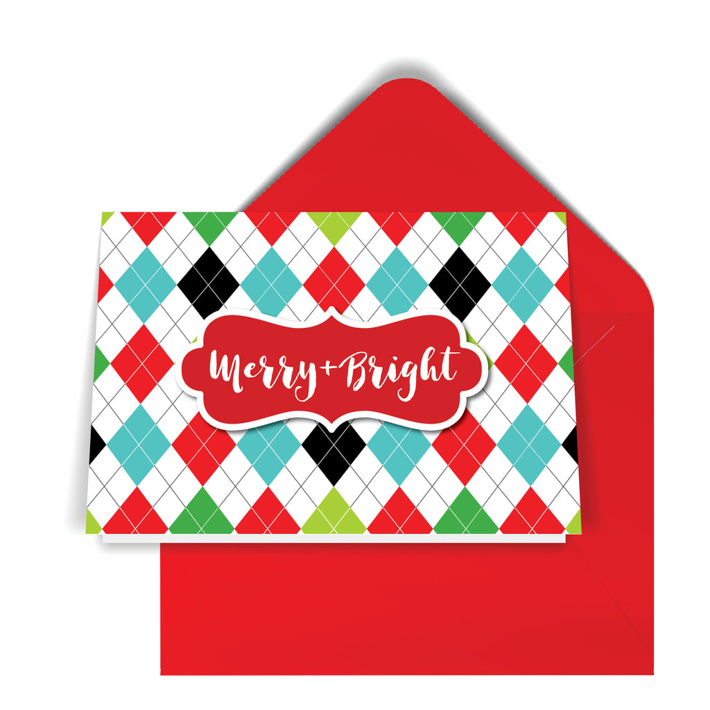 GeoChristmas Argyle Holiday Card (8 Message Options)