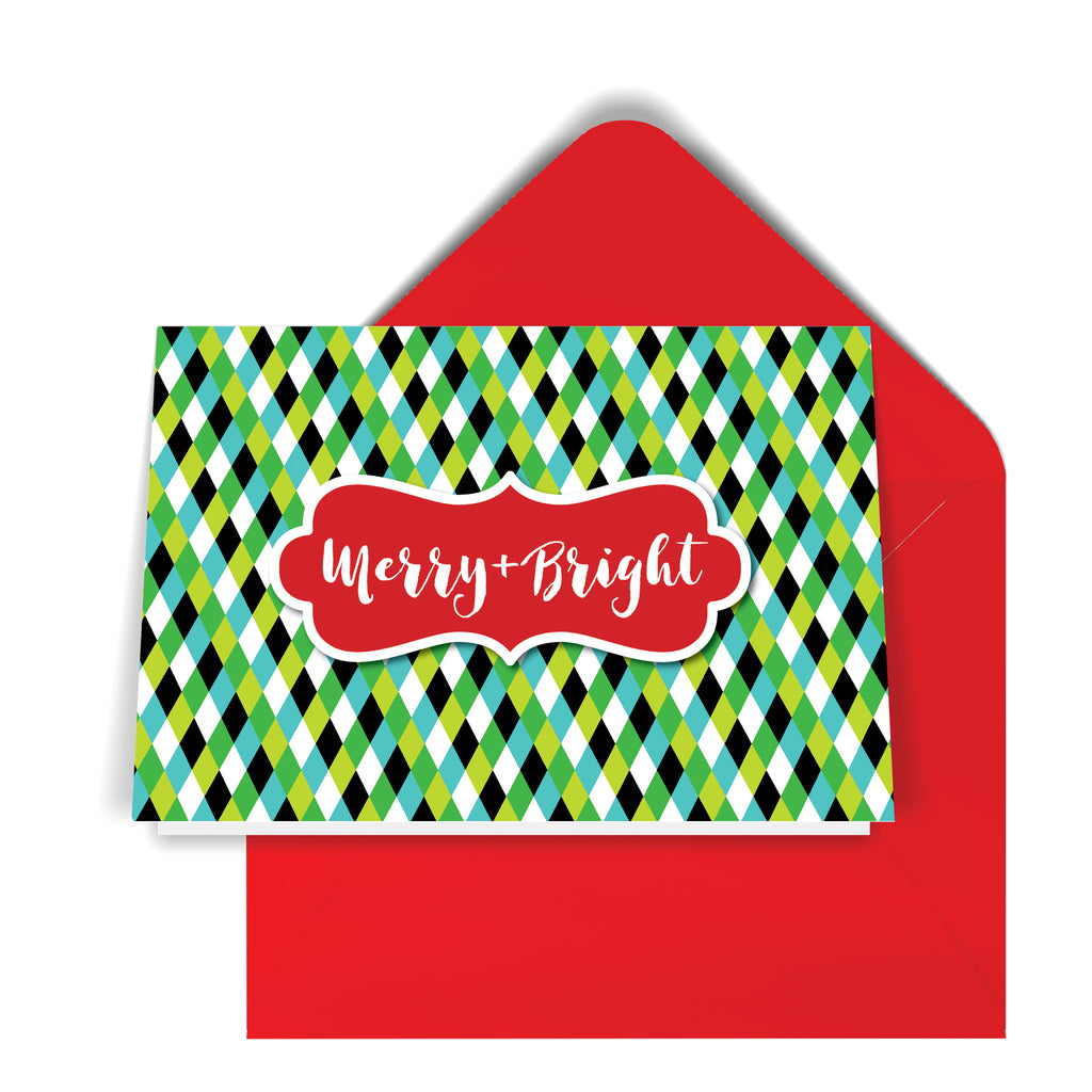 GeoChristmas Harlequin Holiday Card (8 Message Options)