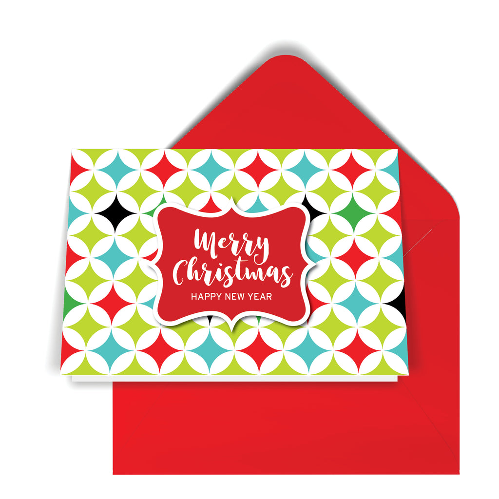 GeoChristmas Stars Holiday Card (8 Message Options)