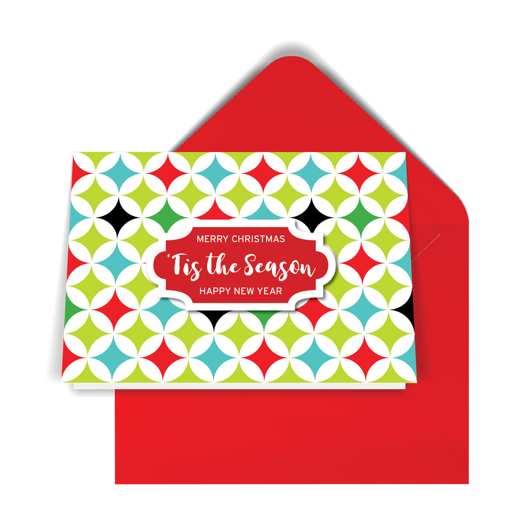 GeoChristmas Stars Holiday Card (8 Message Options)