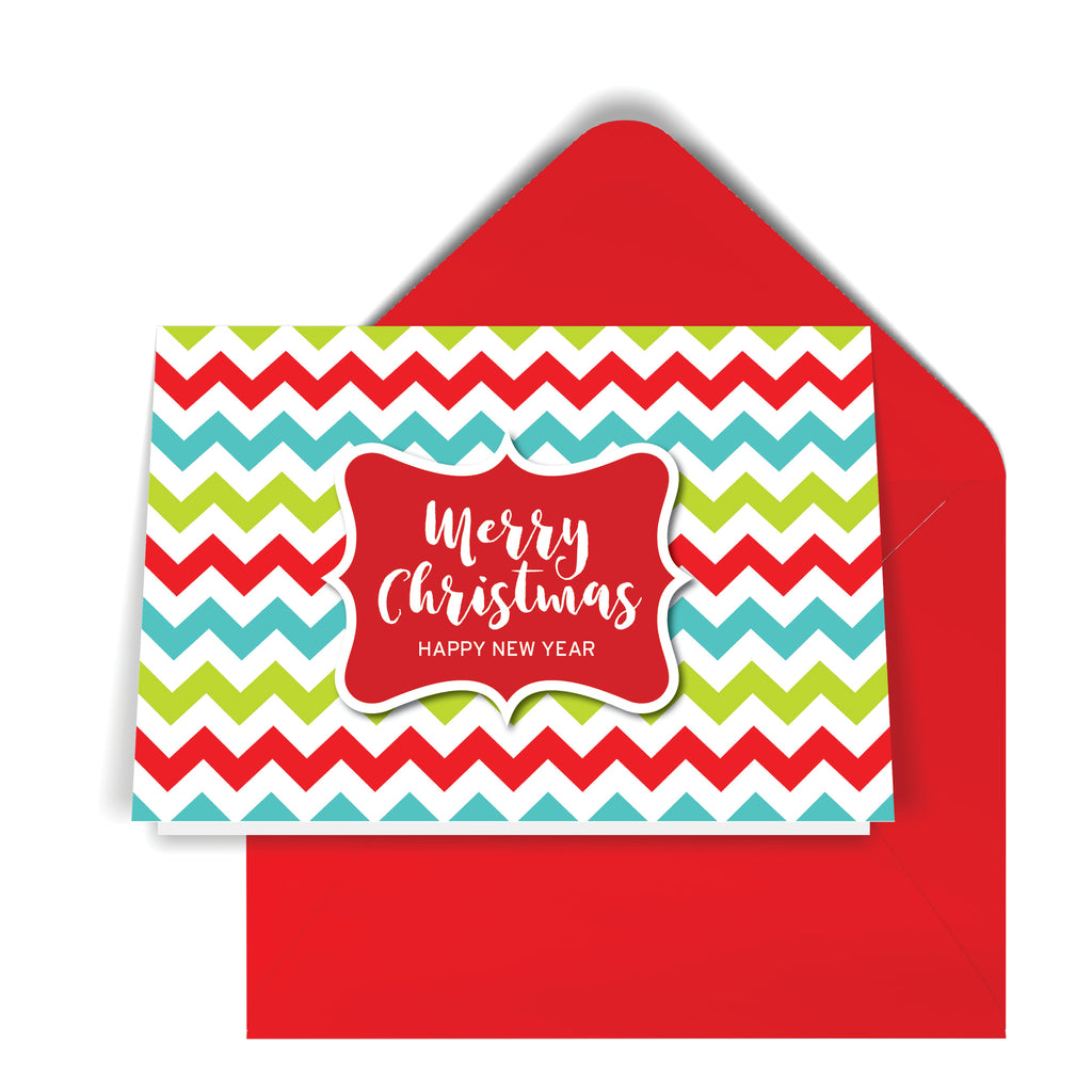 GeoChristmas ZigZag Holiday Card (8 Message Options)