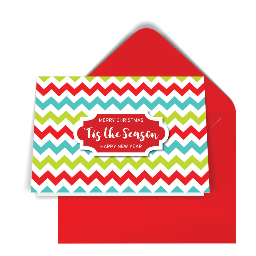 GeoChristmas ZigZag Holiday Card (8 Message Options)