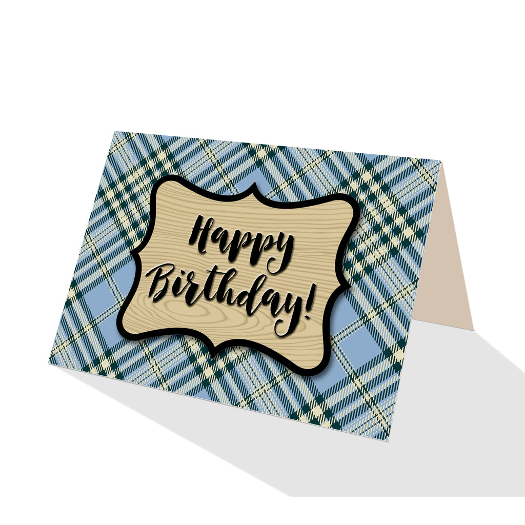 Blue Scotch Plaid Greeting Cards - 5 Options