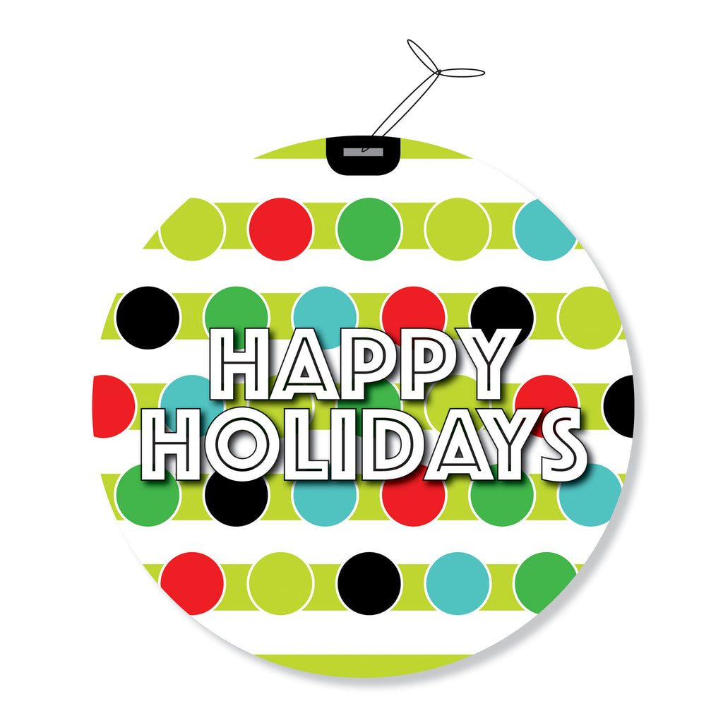 "Happy Holidays" GeoChristmas Round Holiday Greeting Cards