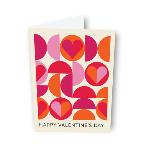 Semicircles + Hearts Modern Valentine Greeting Card
