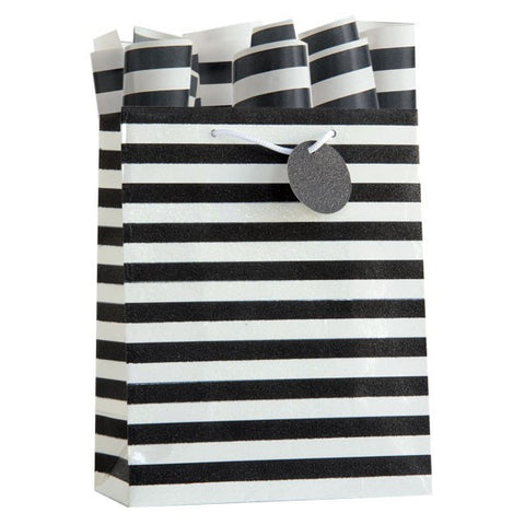 Kenzie Stripe Black Medium Gift Bag