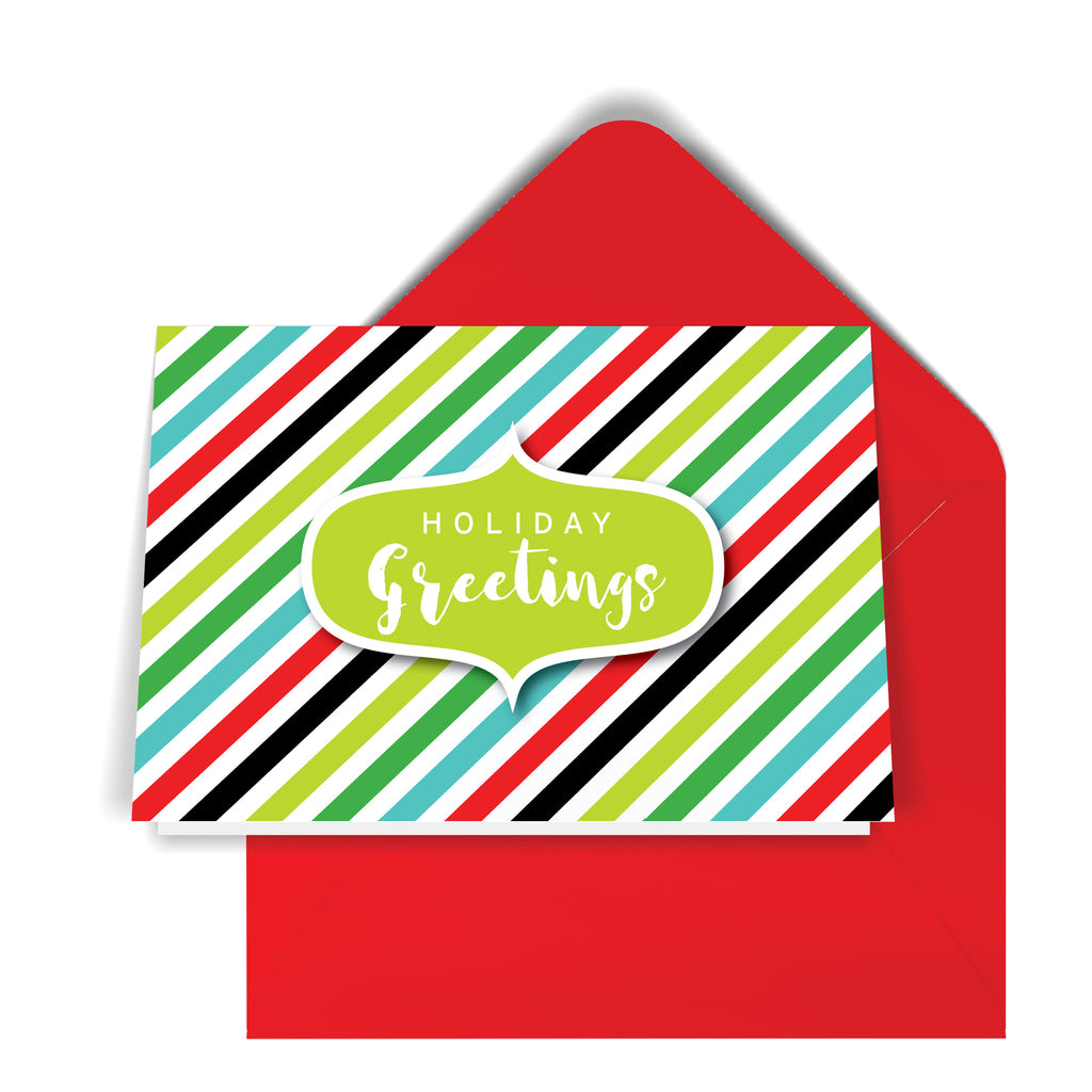GeoChristmas Diagonal Stripes Holiday Card (8 Message Options)
