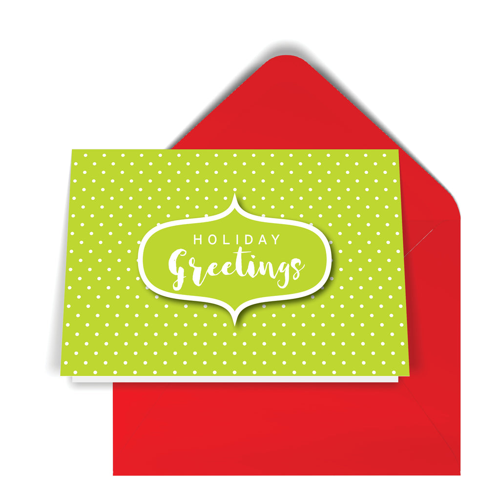 GeoChristmas Green Mini Dots Holiday Card (8 Message Options)