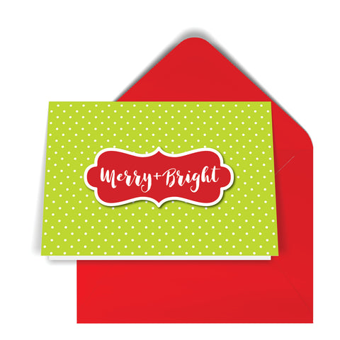 GeoChristmas Green Mini Dots Holiday Card (8 Message Options)