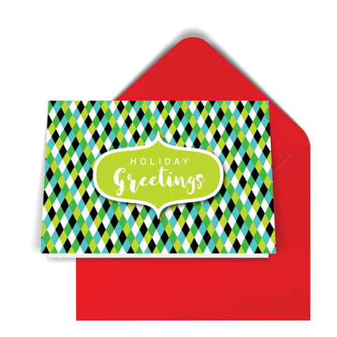 GeoChristmas Harlequin Holiday Card (8 Message Options)