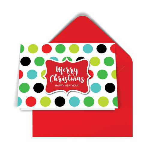 GeoChristmas White Dots Holiday Card (8 Message Options)