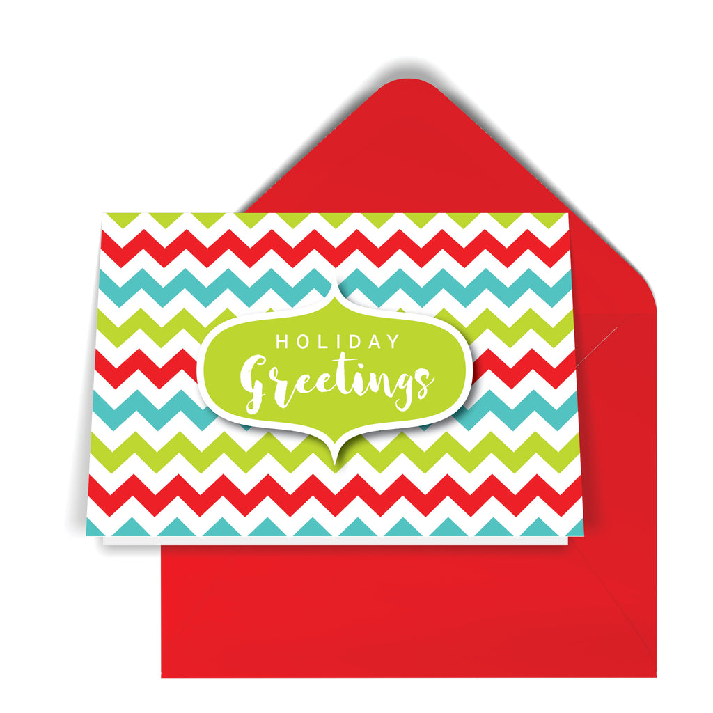GeoChristmas ZigZag Holiday Card (8 Message Options)