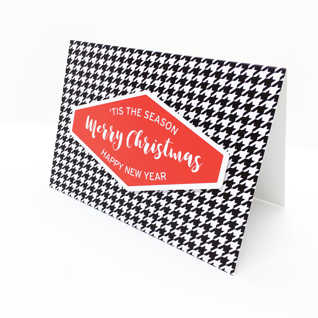 "Merry Christmas" (Red) Houndstooth Greeting Card