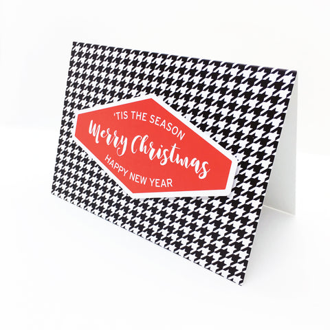 "Merry Christmas" (Red) Houndstooth Greeting Card