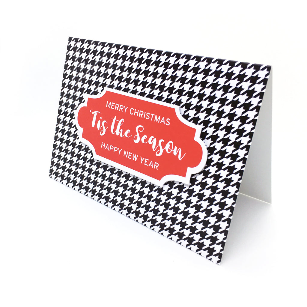 "'Tis The Season" (Red) Houndstooth Greeting Card