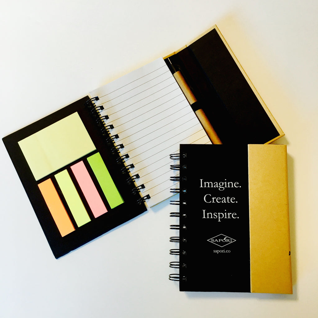 Imagine. Create. Inspire. Small Notebook with Sticky Notes and Flags –  Sapori Stationery