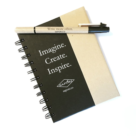 "Imagine. Create. Inspire." Small Notebook with Sticky Notes and Flags