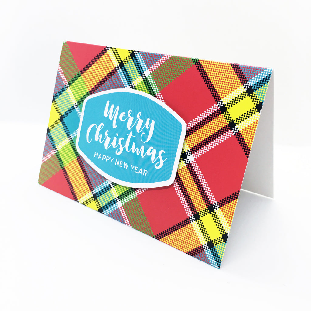 "Merry Christmas" (Blue) Madras Greeting Card