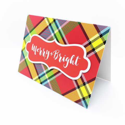 "Merry & Bright" Madras Greeting Card