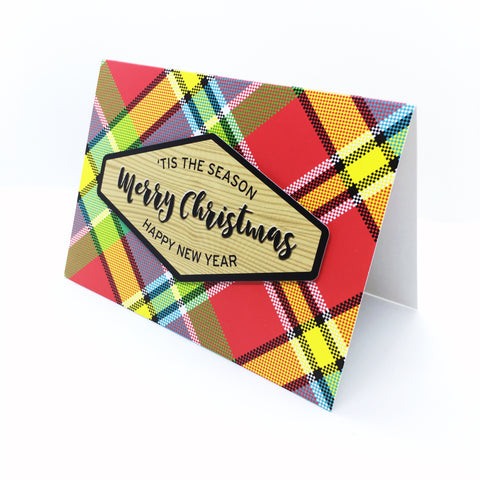 "Merry Christmas" Madras Plaid Greeting Card