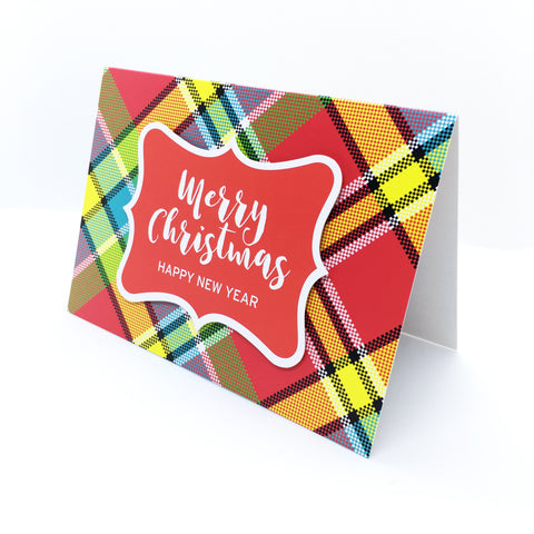 "Merry Christmas, Happy New Year" Madras Greeting Card