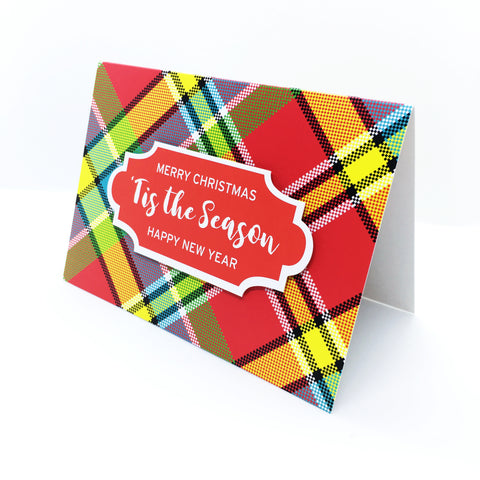 "Tis The Season" (Red) Madras Greeting Card