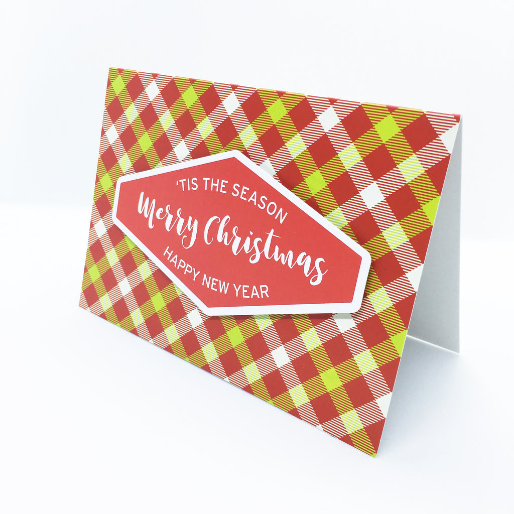 "Merry Christmas" (Red) Merry Gingham Plaid Greeting Card