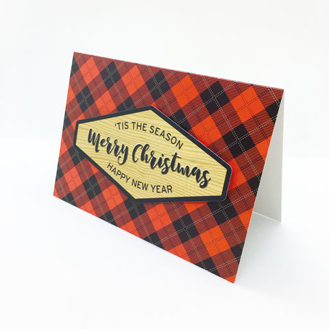 "Merry Christmas" Red Tartan Check Plaid Greeting Card