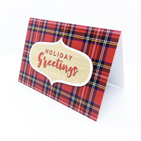 "Holiday Greetings" Royal Stewart Plaid Greeting Card