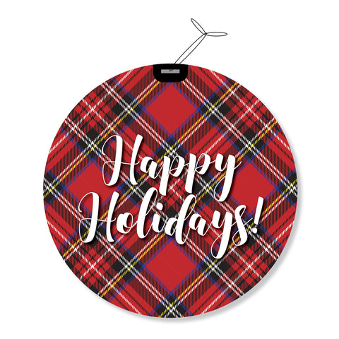 Tartan Plaid Round Holiday Greeting Cards