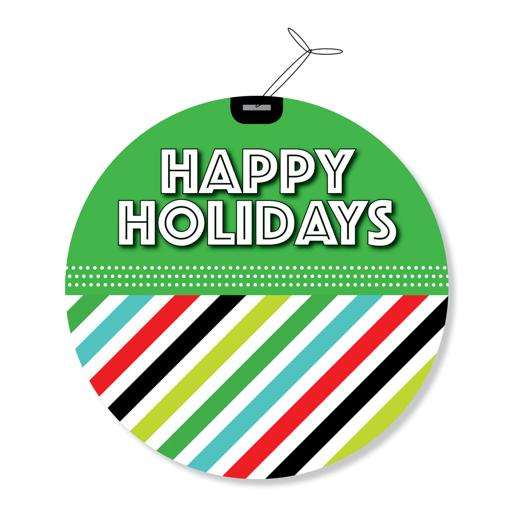 "Happy Holidays" GeoChristmas Round Holiday Greeting Cards