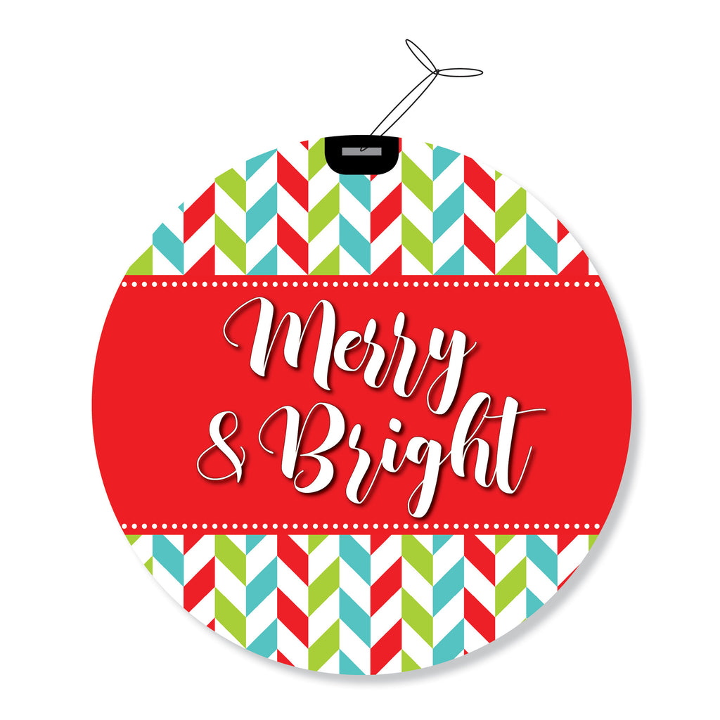 "Merry & Bright" GeoChristmas Round Holiday Greeting Cards