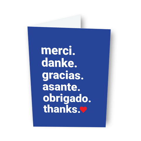Thanks. (in 6 languages) Card