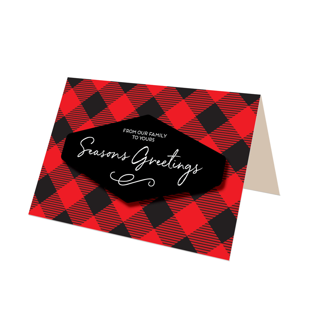 "Season's Greetings" Buffalo Plaid Greeting Card