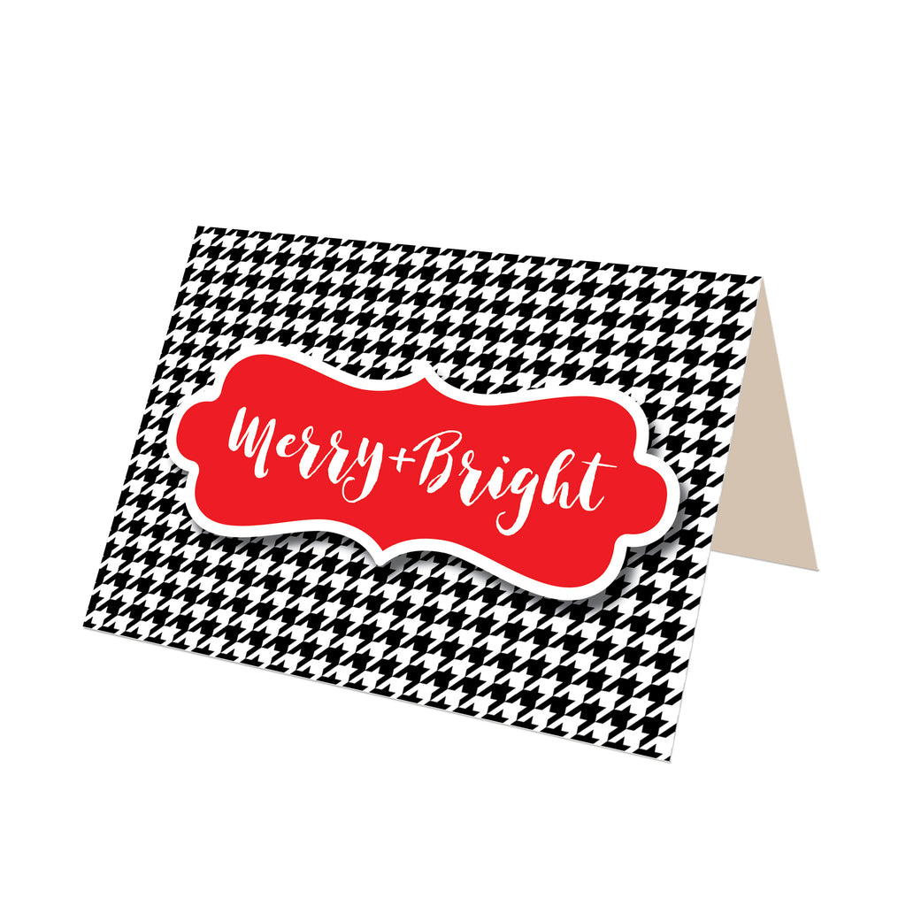 "Merry & Bright" Houndstooth Greeting Card