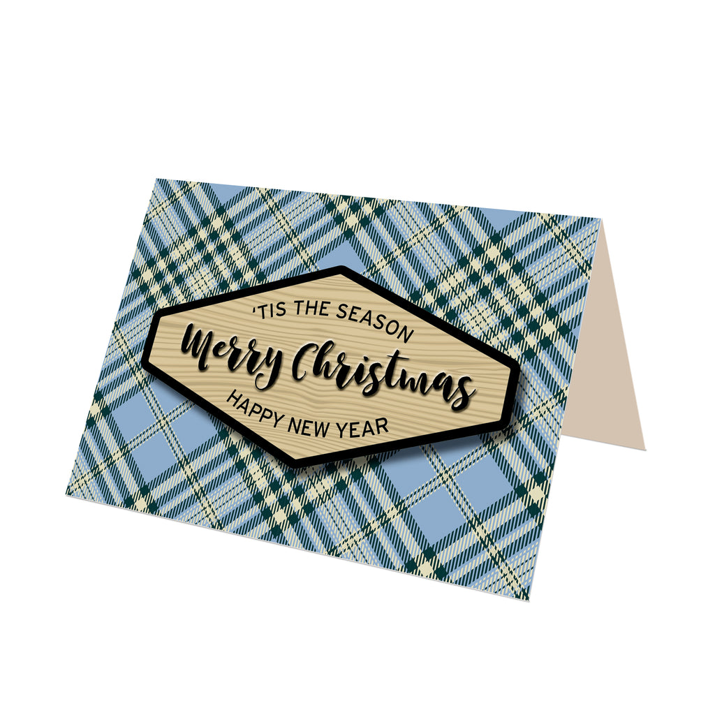 "Merry Christmas" Blue Scotch Plaid Greeting Card