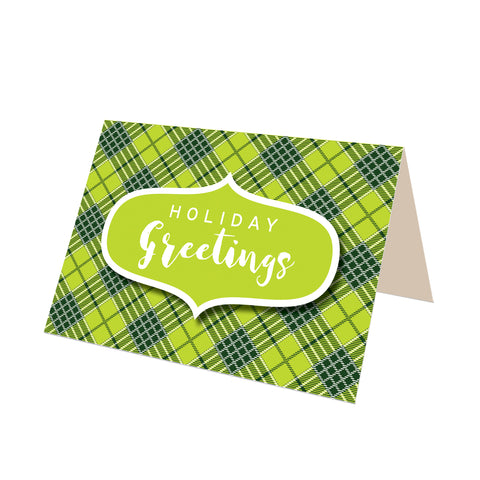 "Season's Greetings" Green Tartan Greeting Card