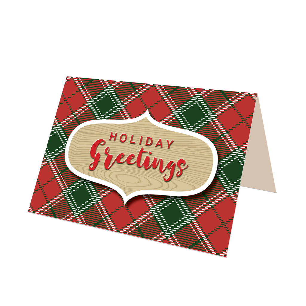 "Holiday Greetings" Imperial Red Tartan Greeting Card