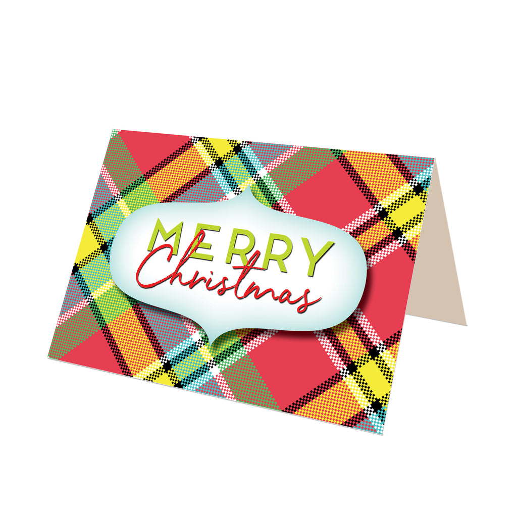 "Merry Christmas" Madras Plaid Greeting Card